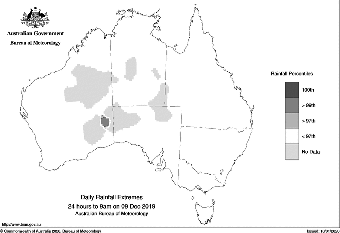 Australian daily rainfall extreme area maps