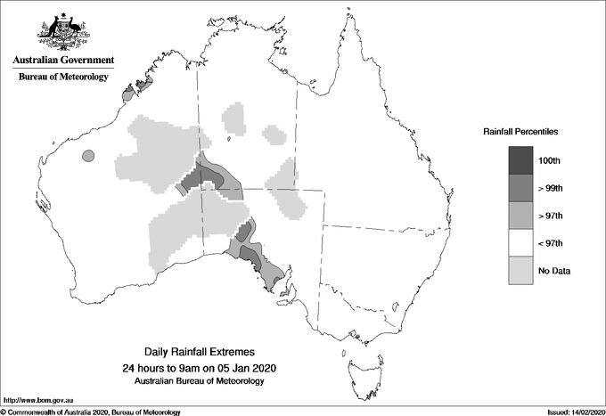 Australian daily rainfall extreme area maps