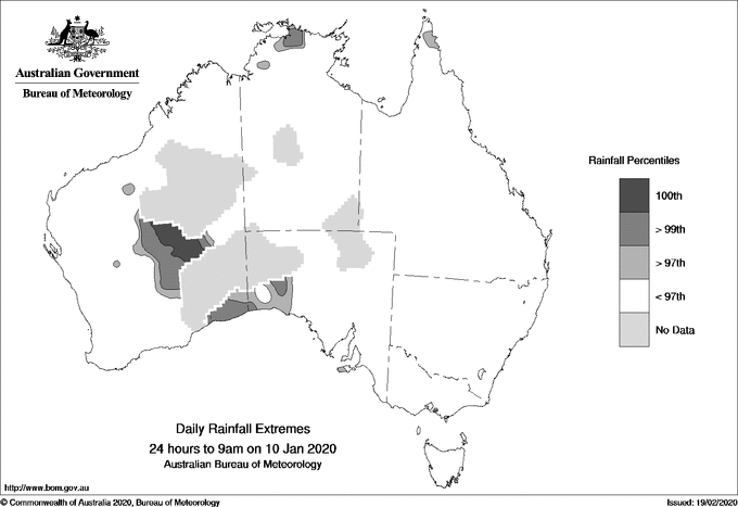 Australian daily rainfall extreme area maps