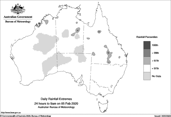 Australian daily rainfall extreme area maps