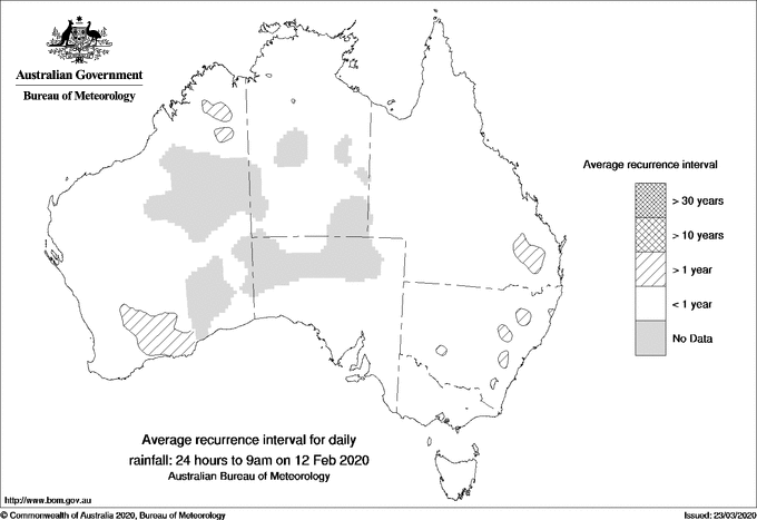 Australian daily rainfall average recurrence interval maps