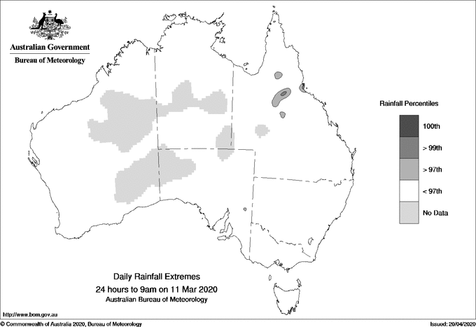 Australian daily rainfall extreme area maps