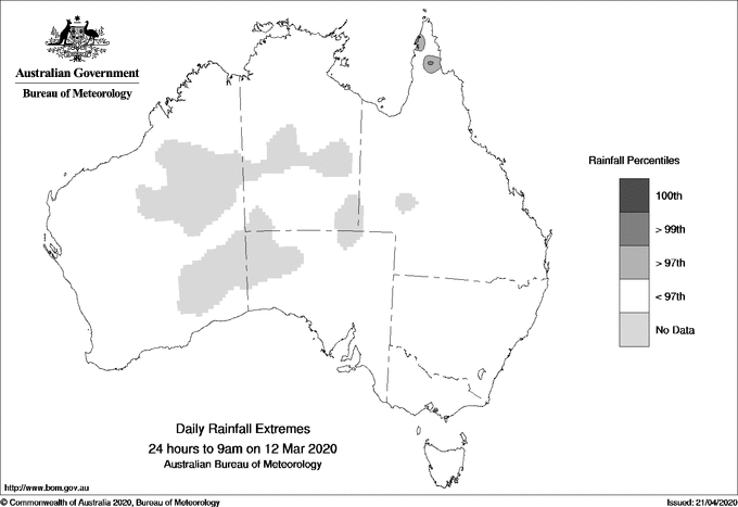 Australian daily rainfall extreme area maps