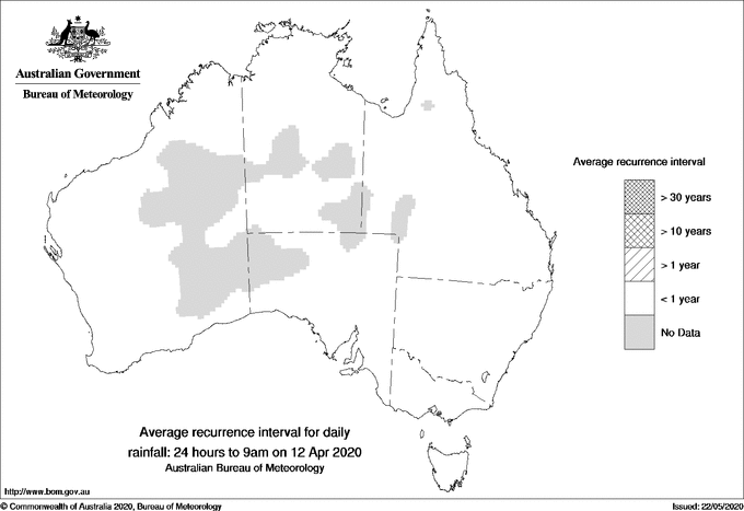 Australian daily rainfall average recurrence interval maps