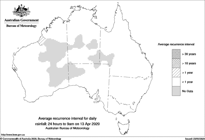 Australian daily rainfall average recurrence interval maps
