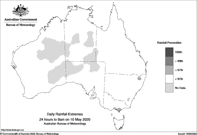 Australian daily rainfall extreme area maps