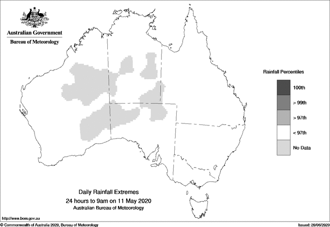 Australian daily rainfall extreme area maps