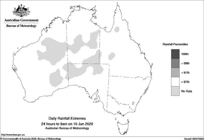 Australian daily rainfall extreme area maps