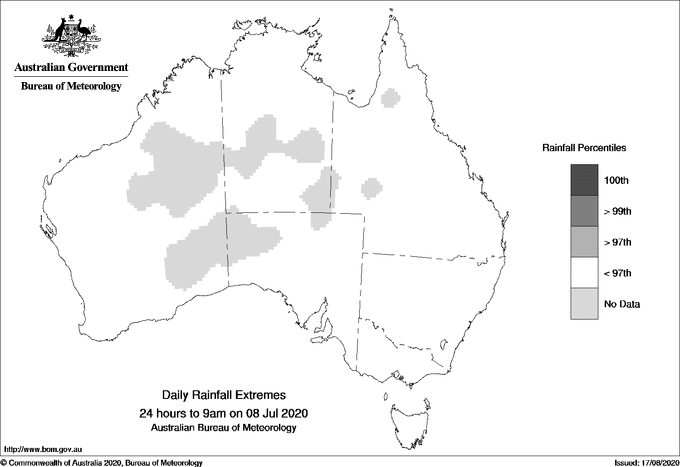 Australian daily rainfall extreme area maps