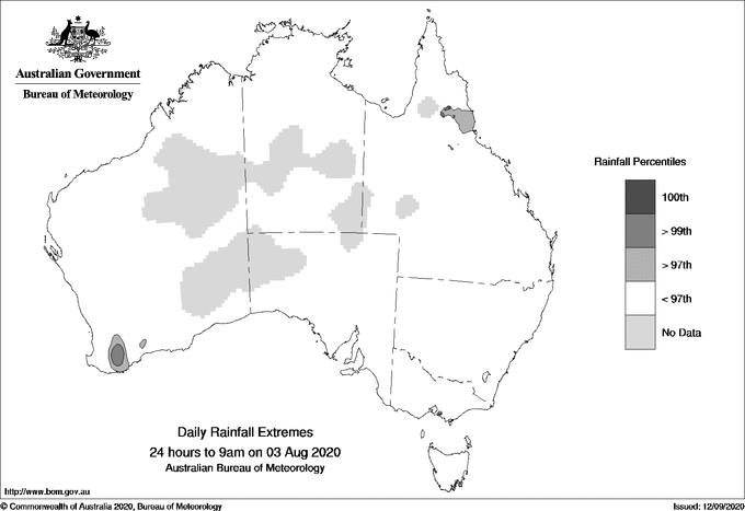 Australian daily rainfall extreme area maps