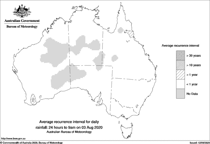 Australian daily rainfall average recurrence interval maps