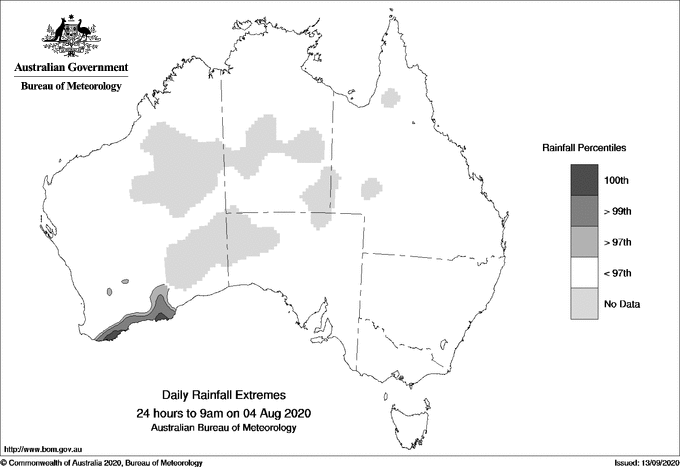 Australian daily rainfall extreme area maps