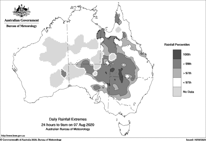 Australian daily rainfall extreme area maps