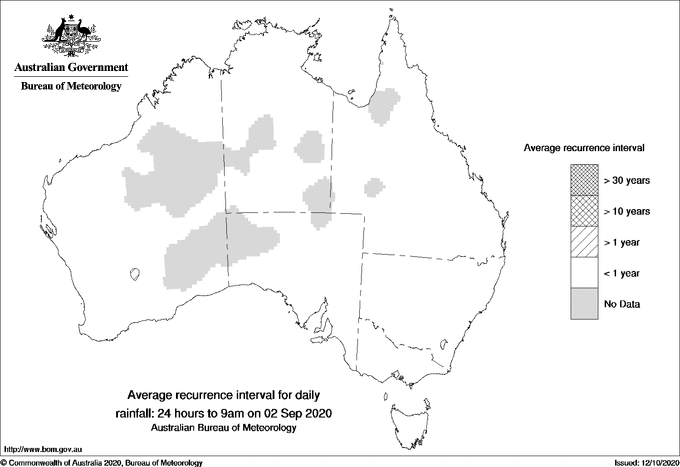 Australian daily rainfall average recurrence interval maps