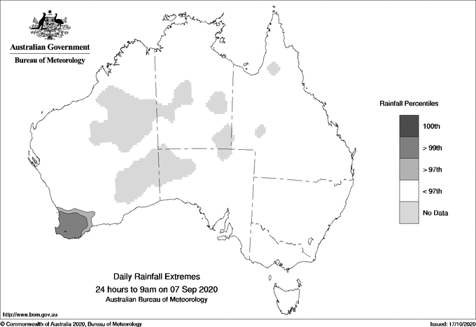 Australian daily rainfall extreme area maps