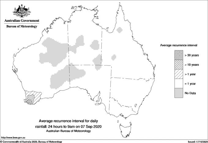 Australian daily rainfall average recurrence interval maps