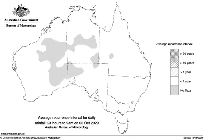 Australian daily rainfall average recurrence interval maps