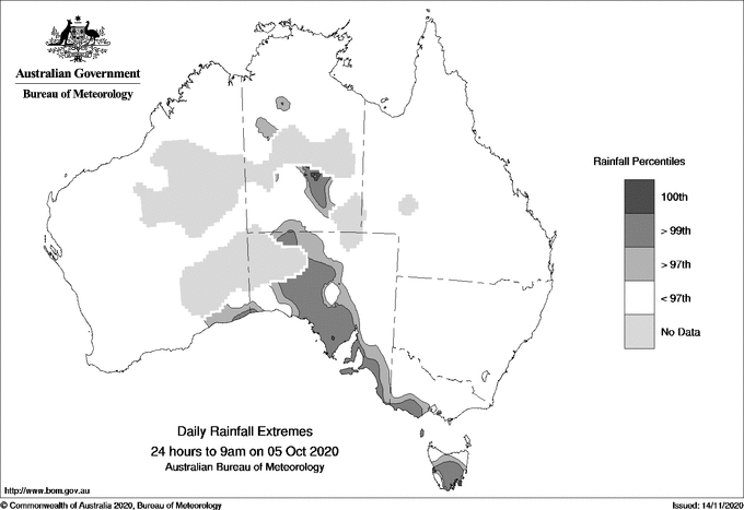 Australian daily rainfall extreme area maps