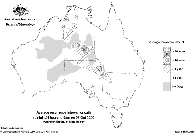 Australian daily rainfall average recurrence interval maps