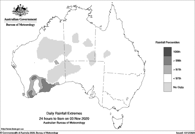 Australian daily rainfall extreme area maps