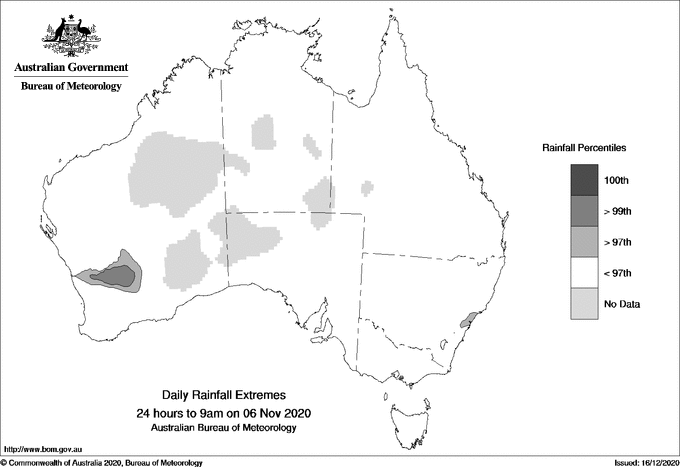 Australian daily rainfall extreme area maps