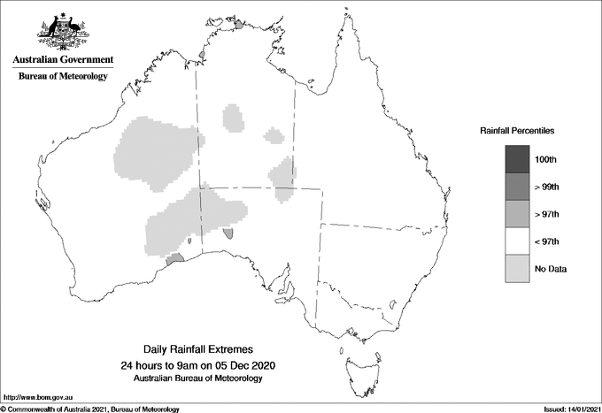 Australian daily rainfall extreme area maps