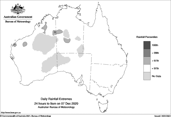 Australian daily rainfall extreme area maps