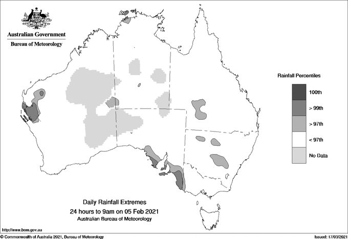 Australian daily rainfall extreme area maps