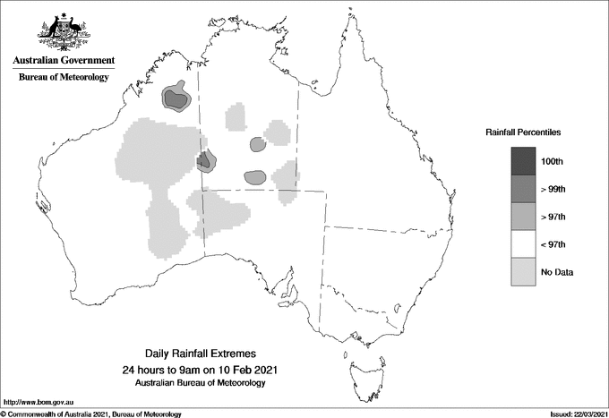 Australian daily rainfall extreme area maps