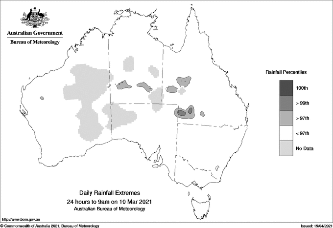 Australian daily rainfall extreme area maps