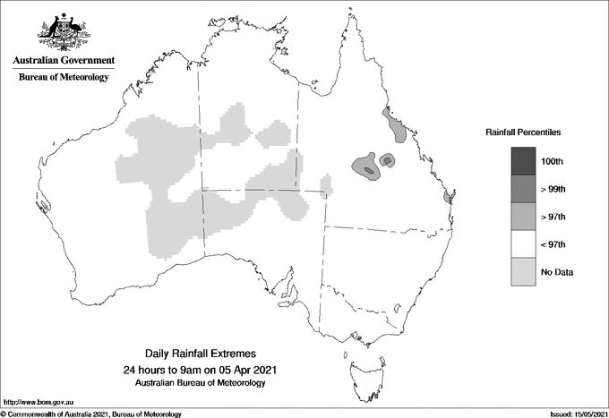Australian daily rainfall extreme area maps