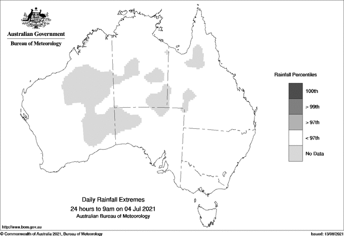 Australian daily rainfall extreme area maps