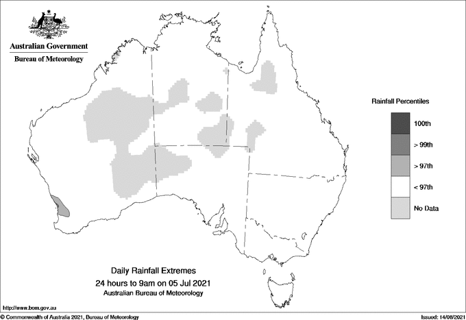 Australian daily rainfall extreme area maps