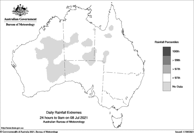 Australian daily rainfall extreme area maps
