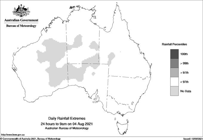 Australian daily rainfall extreme area maps