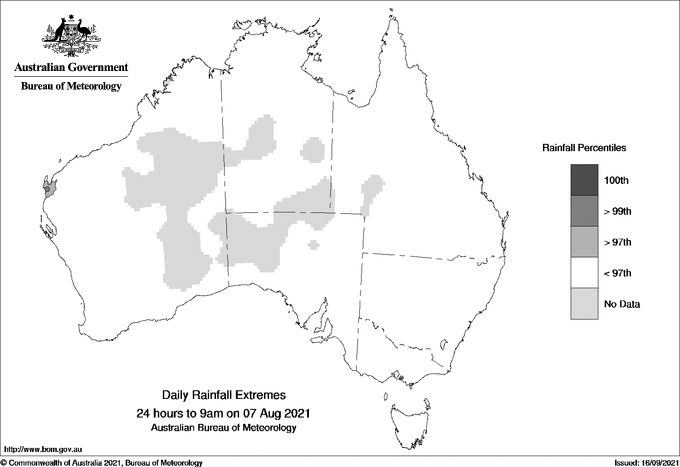 Australian daily rainfall extreme area maps