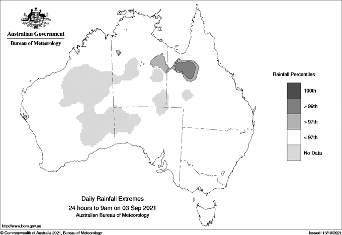 Australian daily rainfall extreme area maps