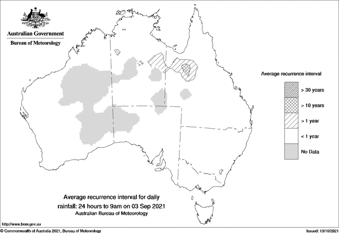 Australian daily rainfall average recurrence interval maps
