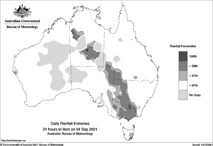 Australian daily rainfall extreme area maps