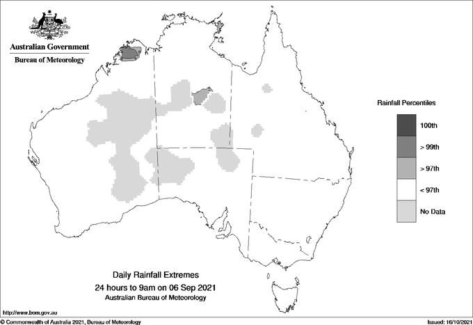 Australian daily rainfall extreme area maps