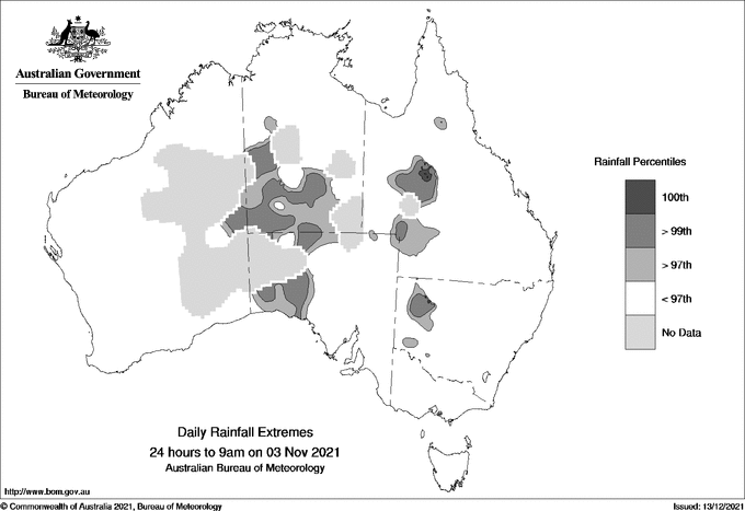 Australian daily rainfall extreme area maps