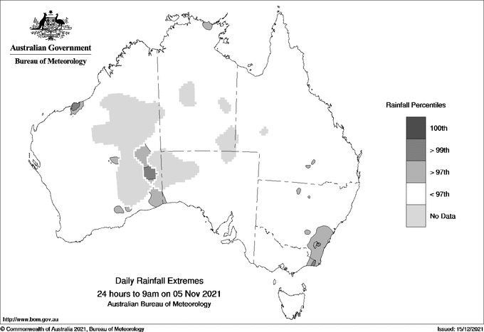 Australian daily rainfall extreme area maps
