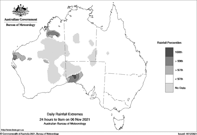 Australian daily rainfall extreme area maps