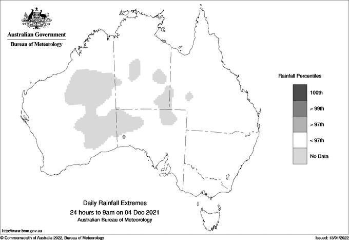Australian daily rainfall extreme area maps
