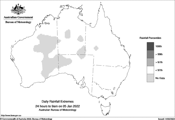 Australian daily rainfall extreme area maps