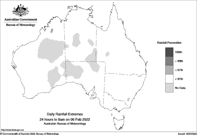 Australian daily rainfall extreme area maps