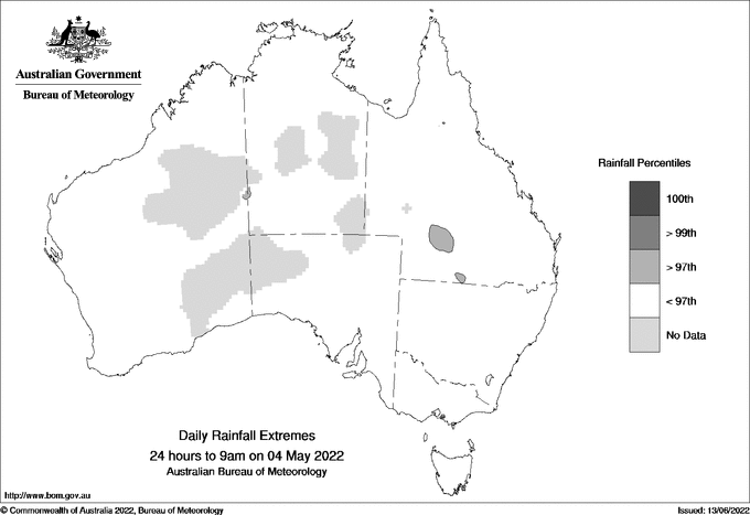 Australian daily rainfall extreme area maps