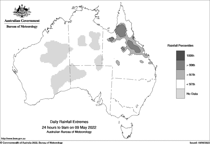 Australian daily rainfall extreme area maps