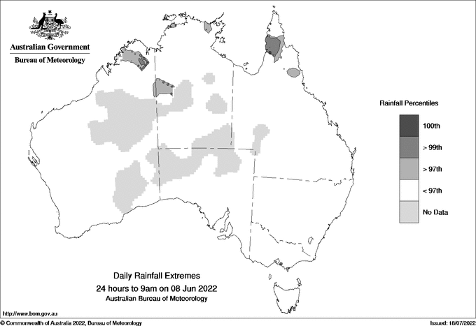 Australian daily rainfall extreme area maps