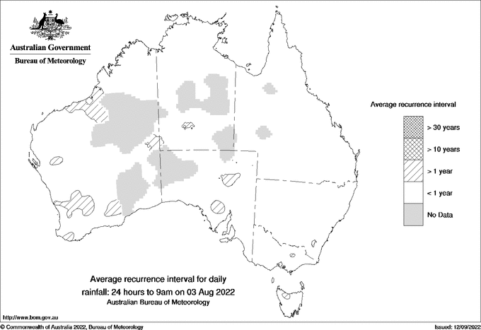 Australian daily rainfall average recurrence interval maps